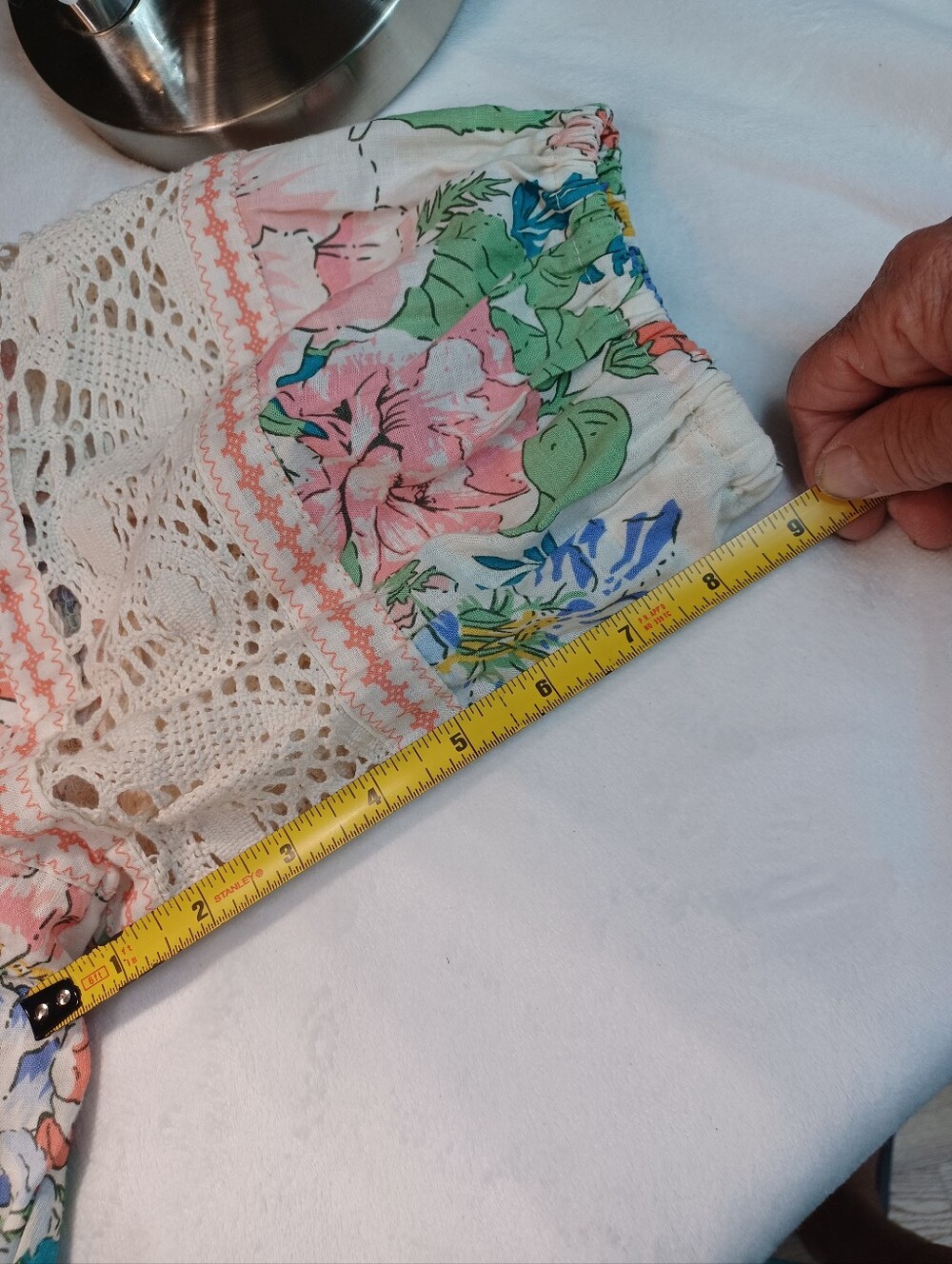 Christian Siriano Multicolor Garden Floral Lace-Trim Peasant Blouse L - Picture 8 of 10